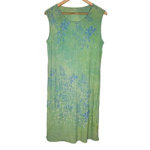 JG's Mad Lab Medium‎ M Green / Yellow Sleeveless Blue Floral Long Dress
